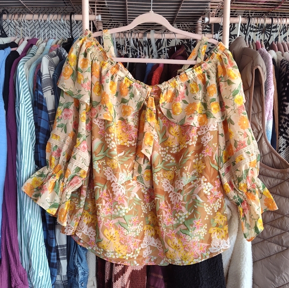 NWT PLUS SIZE BOHO MIXED PRINT  BLOUSE BY CATO - Picture 4 of 8